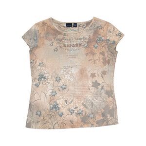 Y2K Westbound Map Rhinestone Boho Tee Large Vintage Spain Map USA Made Vintage